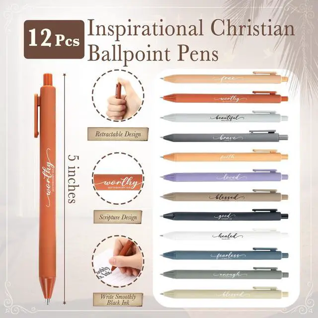 Alt view image 4 of 7 - Christian Gifts Boho Inspirational Bible Verse Notebook Pens,36 Pcs,Faith