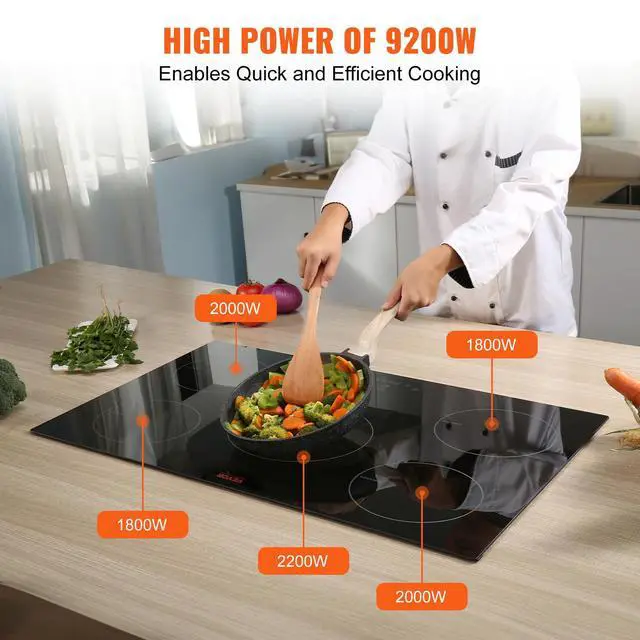 Alt view image 2 of 7 - Built-in Induction Electric Stove Top 30 Inch,5 Burners Electric Cooktop,9 Power Levels & Sensor Touch Control,Easy to Clean Ceramic Glass Surface,Child Safety Lock,240V
