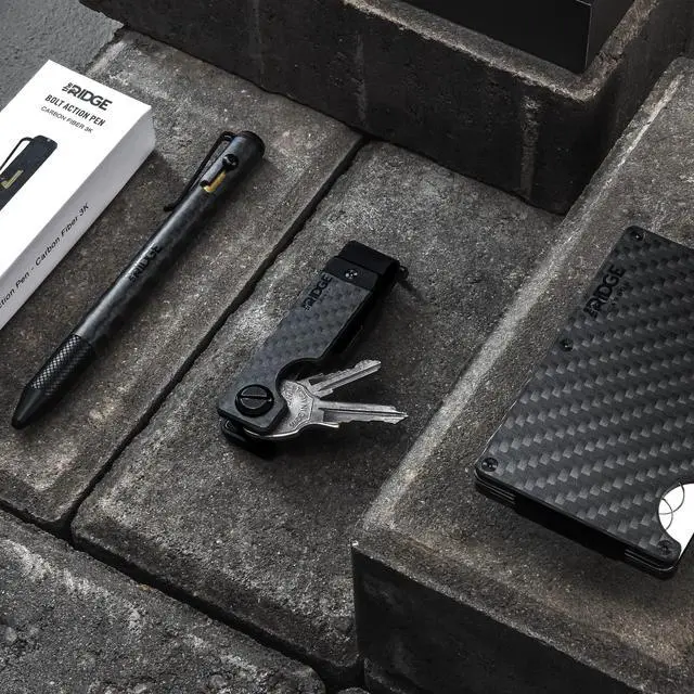 Alt view image 2 of 6 - Ridge Bolt Action Pen - CNC Machined Everyday Carry Pen, Knurled Grip, Pressurized Refill, Manganese Spring Steel Clip, Compact Pocket EDC Pen with Schmidt EasyFlow 9000 (Carbon Fiber 3K)