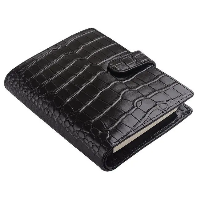 Alt view image 2 of 6 - Budget Binder,Leather Rings Planner, 6-Ring Pocket Organizer Notebook Cover (Croco-Black)
