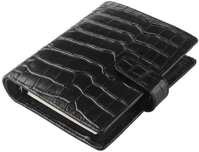 Main image of Budget Binder,Leather Rings Planner, 6-Ring Pocket Organizer Notebook Cover (Croco-Black)