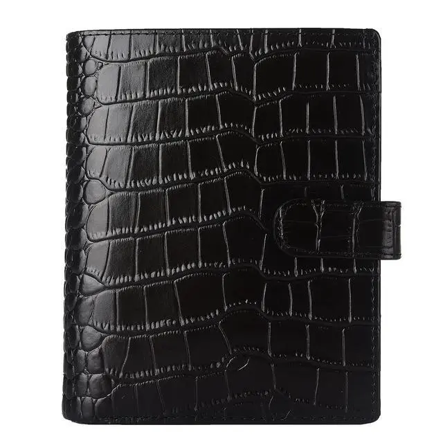 Alt view image 3 of 6 - Budget Binder,Leather Rings Planner, 6-Ring Pocket Organizer Notebook Cover (Croco-Black)