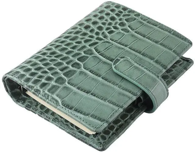 Main image of Budget Binder,Leather Rings Planner, 6-Ring Pocket Organizer Notebook Cover (Croco-Green)