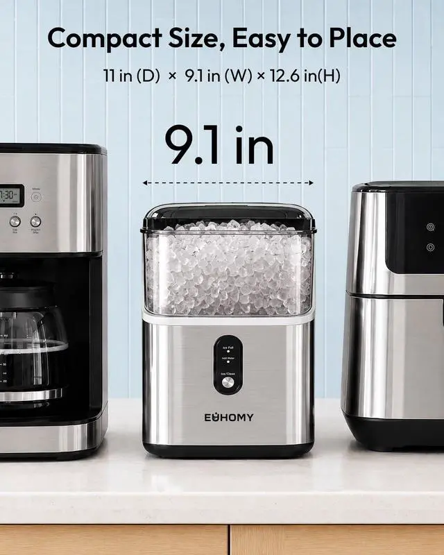 Alt view image 6 of 7 - Nugget Ice Maker Countertop, Ready in 7 Mins, 35Lbs/24H Pebble Ice Maker Machine, Self-Cleaning Countertop Sonic Ice Makers with Ice Scoop&Basket, Pellet Ice Maker for Home, Stainless Steel