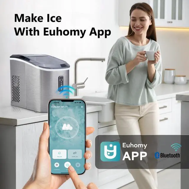 Alt view image 2 of 7 - Smart Ice Makers Countertop -26lbs in 24 Hours, 9 Cubes Ready in 8Mins, Self-Cleaning Countertop Ice Maker, Portable Ice Maker with Ice Scoop and Basket, Perfect for Home/Kitchen/Office(Sliver