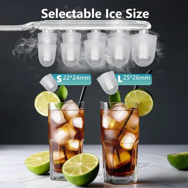 Alt view image 4 of 7 - Smart Ice Makers Countertop -26lbs in 24 Hours, 9 Cubes Ready in 8Mins, Self-Cleaning Countertop Ice Maker, Portable Ice Maker with Ice Scoop and Basket, Perfect for Home/Kitchen/Office(Sliver
