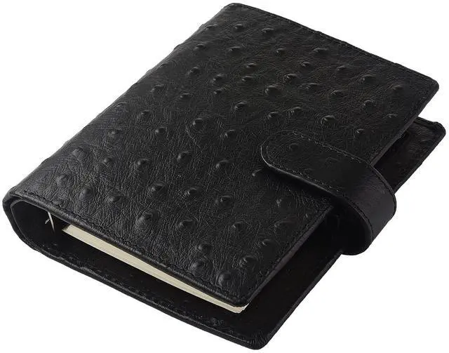 Main image of Budget Binder,Leather Rings Planner, 6-Ring Pocket Organizer Notebook Cover (Ostrich-Black)