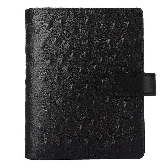 Alt view image 3 of 6 - Budget Binder,Leather Rings Planner, 6-Ring Pocket Organizer Notebook Cover (Ostrich-Black)