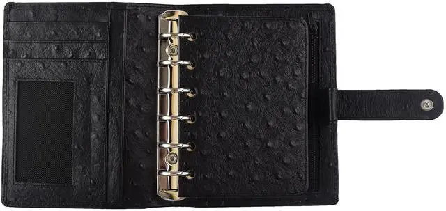Alt view image 5 of 6 - Budget Binder,Leather Rings Planner, 6-Ring Pocket Organizer Notebook Cover (Ostrich-Black)