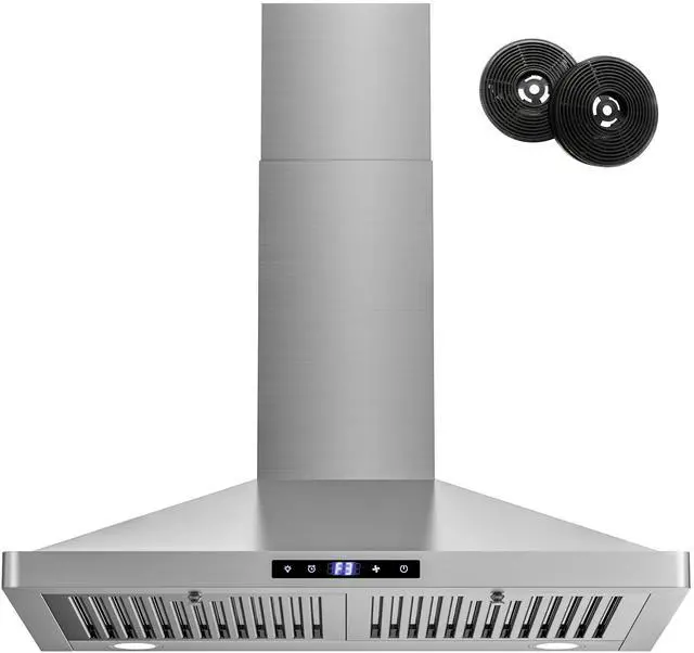 Main image of Range Hood 30 inch Wall Mount,450 CFM Ducted/Ductless Range Hood with Stainless Steel,Stove Hood Vent for Kitchen with 3 Speed Fan,Permanent Filters,Led Lights,Digital Touch,Charcoal Filter