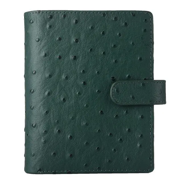 Alt view image 3 of 6 - Budget Binder,Leather Rings Planner, 6-Ring Pocket Organizer Notebook Cover (Ostrich-Dark Green)