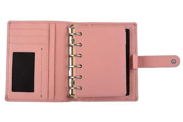 Alt view image 5 of 6 - Budget Binder,Leather Rings Planner, 6-Ring Pocket Organizer Notebook Cover (Lychee-Pink)