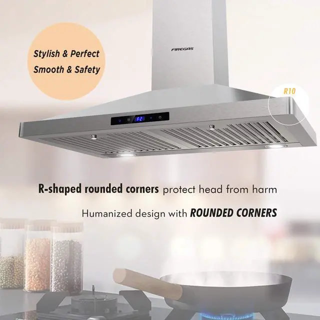 Alt view image 5 of 7 - Range Hood 30 inch Wall Mount,450 CFM Ducted/Ductless Range Hood with Stainless Steel,Stove Hood Vent for Kitchen with 3 Speed Fan,Permanent Filters,Led Lights,Digital Touch,Charcoal Filter