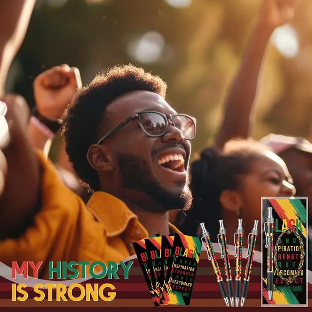 Alt view image 6 of 7 - Juneteenth Day Gifts Bulk African American Juneteenth Holiday Pen Silicone Bracelets Bookmarks for Freedom Day Celebration Party Supplies Women History Month Gift(100 Sets)