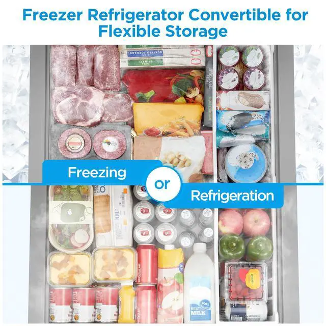 Alt view image 2 of 7 - 7.0 Cu.ft Chest Freezer, Fridge Freezer Convertible with LED Light | Removable Basket, Adjustable Temperature, For Kitchen Apartment Office