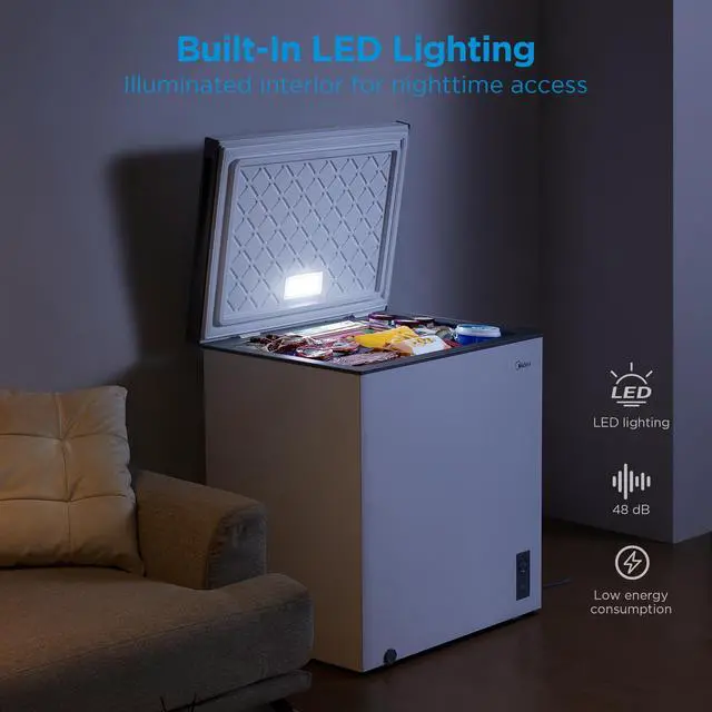 Alt view image 6 of 7 - 7.0 Cu.ft Chest Freezer, Fridge Freezer Convertible with LED Light | Removable Basket, Adjustable Temperature, For Kitchen Apartment Office