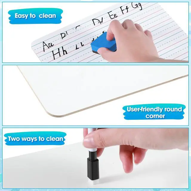 Alt view image 3 of 6 - 36 Pack Double Sided Whiteboards with Lines for Kids Dry Erase Boards for Students 9" x 12" Small Lined Whiteboards with Erasers and Markers Portable White Boards for Classroom Teachers School