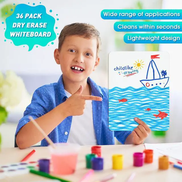 Alt view image 6 of 6 - 36 Pack Double Sided Whiteboards with Lines for Kids Dry Erase Boards for Students 9" x 12" Small Lined Whiteboards with Erasers and Markers Portable White Boards for Classroom Teachers School