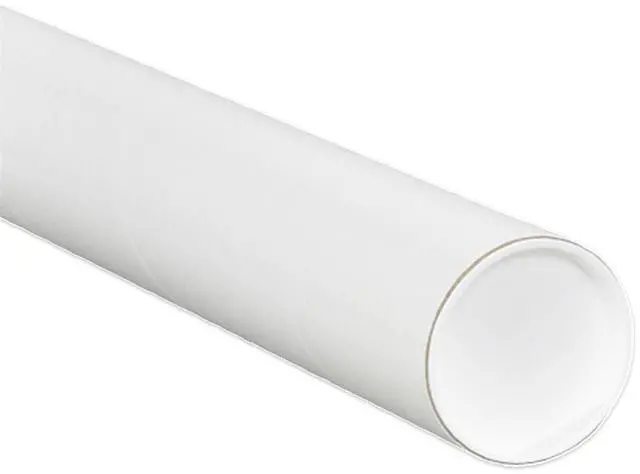 Main image of Cardboard Tubes with Caps, 12"L x 2"W x 2"H, Pack of 50 | Poster Tube for Mailing and Storage of Blueprints, Artwork, Crafts, Long Art Holder, 12 inches