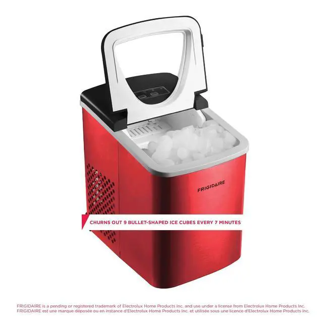 Alt view image 2 of 7 - Counter top Portable, 26 lb per Day Nugget Ice Maker Machine (Red Stainless Steel)