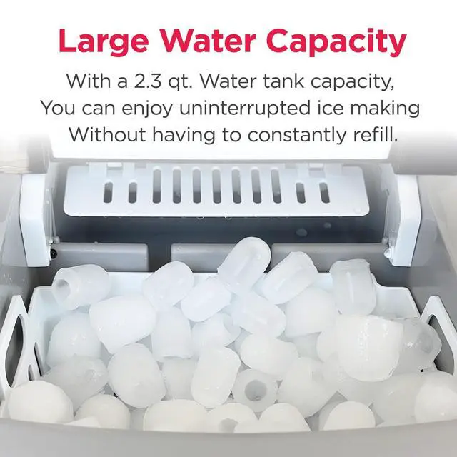 Alt view image 4 of 7 - Counter top Portable, 26 lb per Day Nugget Ice Maker Machine (Red Stainless Steel)