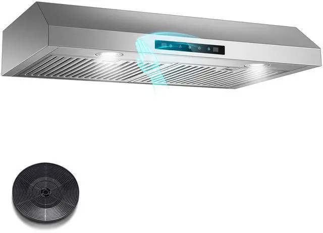 Main image of Range Hood 30 inch Under Cabinet, 800CFM Stainless Steel Range Hood | Gesture and Touch Control, kitchen hood with Carbon Filter, 3 Fan Speed, Ducted/Ductless Convertible