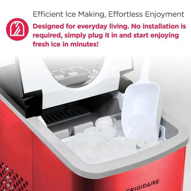 Alt view image 6 of 7 - Counter top Portable, 26 lb per Day Nugget Ice Maker Machine (Red Stainless Steel)