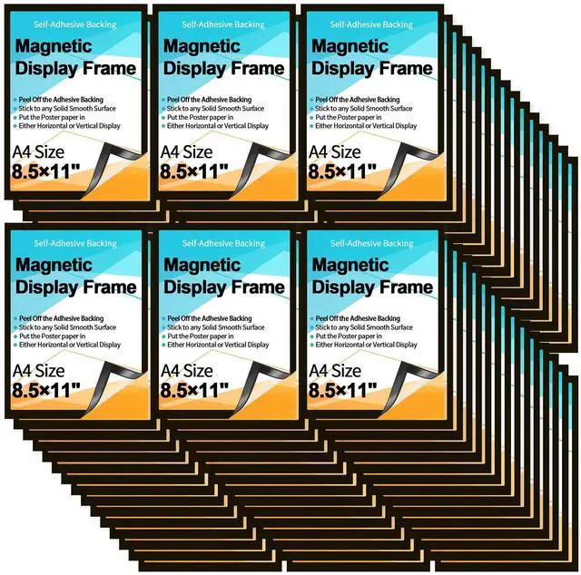 Main image of 50 Pcs Magnetic Sign Holder 8.5 x 11 Self Adhesive Wall Mount Magnetic Document Paper Holder Display Picture Frame with Border and Clear PVC Front Cover for Office Wall Window Store