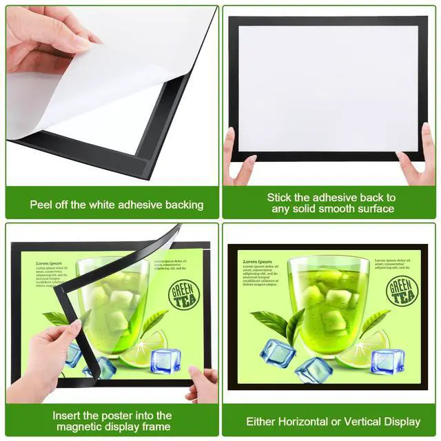 Alt view image 3 of 7 - 50 Pcs Magnetic Sign Holder 8.5 x 11 Self Adhesive Wall Mount Magnetic Document Paper Holder Display Picture Frame with Border and Clear PVC Front Cover for Office Wall Window Store
