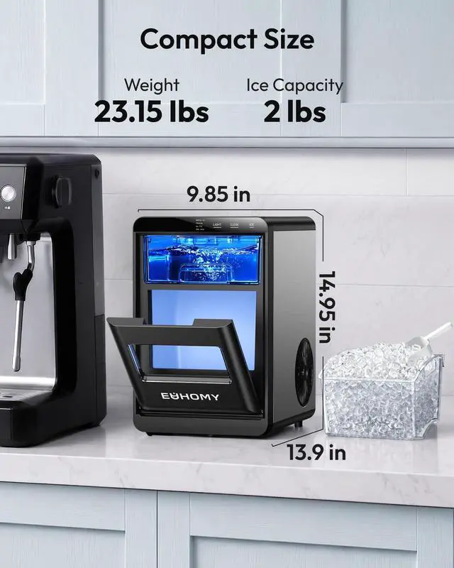 Alt view image 6 of 7 - Nugget Ice Maker Countertop, 44Lbs/24H Sonic Ice Maker Machine, Self-Cleaning Pellet Ice Makers with Ice Scoop&Basket, Countertop Pebble Ice Maker for Home/Kitchen/Office