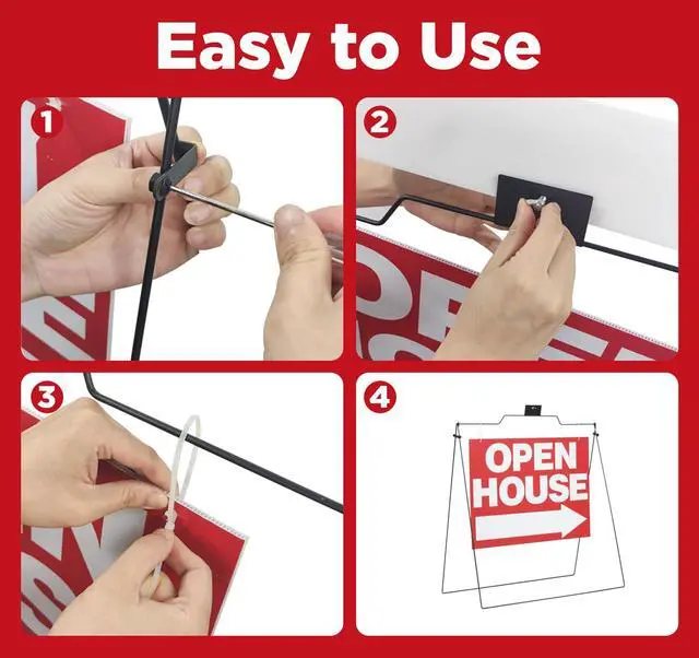 Alt view image 6 of 7 - 5 Pack 32" x 28" Open House Sign A Frame Stand, Red | 5 Pack 24" x 18" Large Double Sided Open House Signs,Foldable, Real Estate,Sign set for Garden Yard Real Estate
