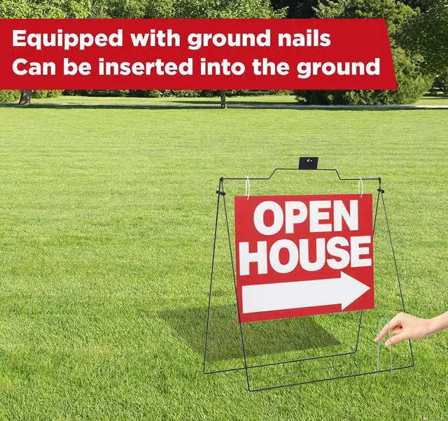 Alt view image 7 of 7 - 5 Pack 32" x 28" Open House Sign A Frame Stand, Red | 5 Pack 24" x 18" Large Double Sided Open House Signs,Foldable, Real Estate,Sign set for Garden Yard Real Estate
