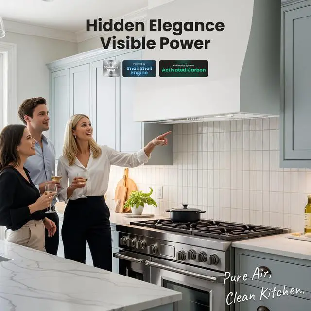 Alt view image 6 of 7 - Range Hood Insert 30 Inch 900 CFM, 5-Layer Aluminum Mesh Filter, Ducted/Ductless Stainless Steel Built Kitchen Vent, 3-Speed Push Button Controls&LED Lights