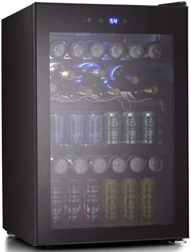 Main image of Beverage Refigerator Cooler -145 Can Mini Fridge for Soda Beer or wine,with glass door, For Office or Bar with Adjustable Removable Shelves4.5 Cu. Ft. (Black)