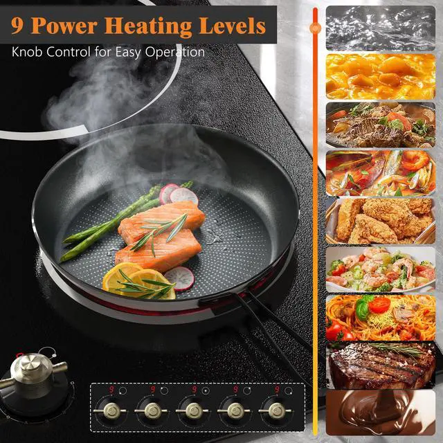 Alt view image 7 of 7 - Electric Cooktop 30 Inch(Cut-out Size: 29.13"x19.3") - 8400W High Power 5 Burners Electric Stove, Built-in 30 Inch Burner Knob Control, Timer, Safety Lock, 240V Hard Wired (No Plug)