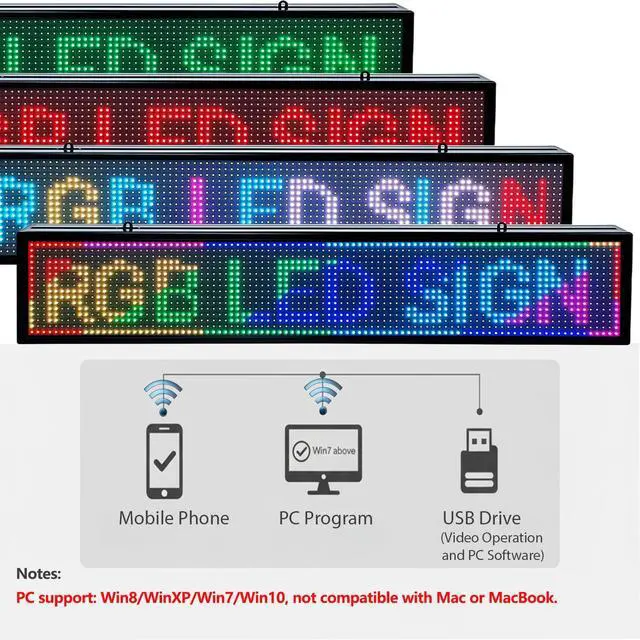 Alt view image 3 of 7 - Programmable Scrolling LED Signs WIFI Control for Businesse, P10 Outdoor Sign Custom Message Board Digita Display Advertising Screen, RGB Full Color High Brightness Led Signage 39"X8"