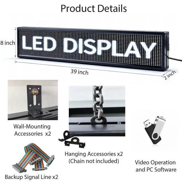 Alt view image 4 of 7 - Programmable Scrolling LED Signs WIFI Control for Businesse, P10 Outdoor Sign Custom Message Board Digita Display Advertising Screen, RGB Full Color High Brightness Led Signage 39"X8"