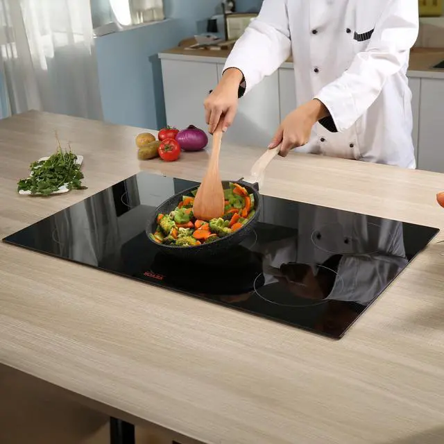 Alt view image 2 of 4 - Electric Cooktop, 5 Burners, 36'' Induction Stove Top, Built-in Magnetic Cooktop 9200W, 9 Heating Level Multifunctional Burner, LED Touch Screen w/Child Lock & Over-Temperature Protection