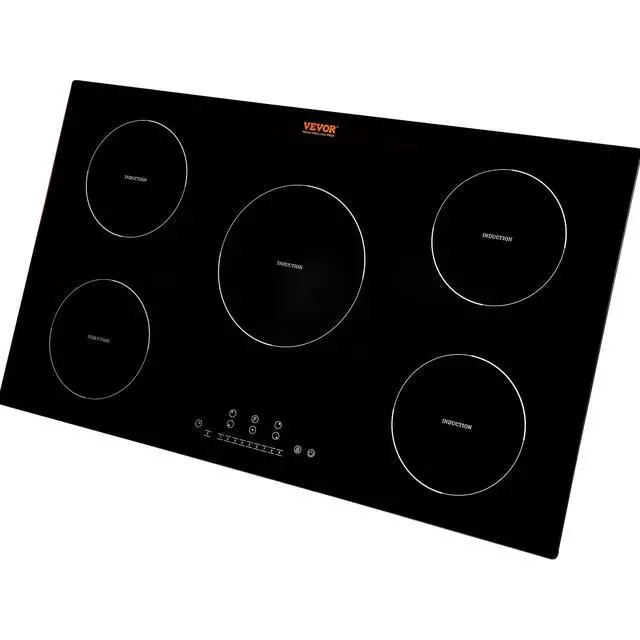 Alt view image 4 of 4 - Electric Cooktop, 5 Burners, 36'' Induction Stove Top, Built-in Magnetic Cooktop 9200W, 9 Heating Level Multifunctional Burner, LED Touch Screen w/Child Lock & Over-Temperature Protection