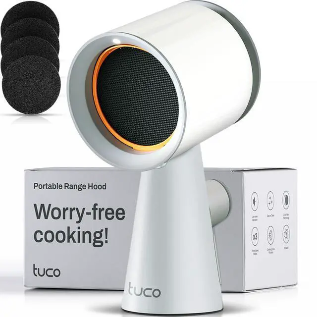 Main image of Portable Range Hood, Countertop Kitchen Exhaust Fan with 3 Speeds, 5-Layer Filter, Powerful Smoke Removal, Low Noise, Oil Cup, Air Purifier for Apartments, Dorms & Indoor BBQ Smokeless Grey