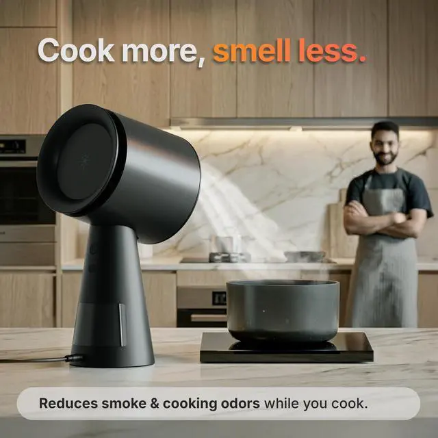 Alt view image 2 of 7 - Portable Range Hood, Countertop Kitchen Exhaust Fan with 3 Speeds, 5-Layer Filter, Powerful Smoke Removal, Low Noise, Oil Cup, Air Purifier for Apartments, Dorms & Indoor BBQ Smokeless Black
