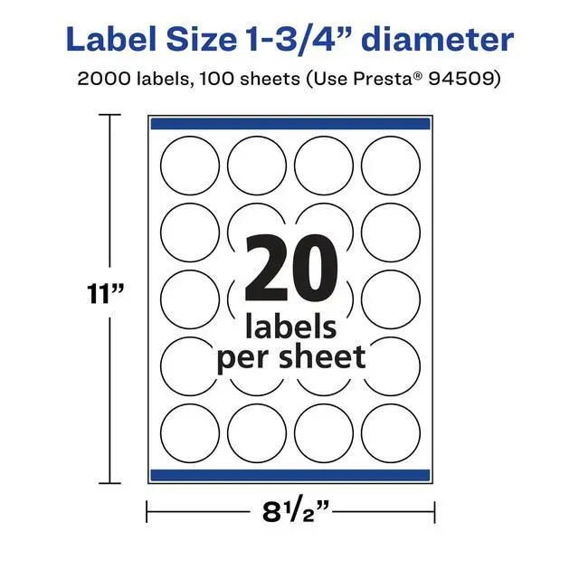 Alt view image 5 of 6 - ® Glossy Clear Round Labels, Sure Feed® Technology, 1.75" Diameter, 2,000 Glossy Clear Labels, Print-to-The-Edge, Laser/Inkjet Printable