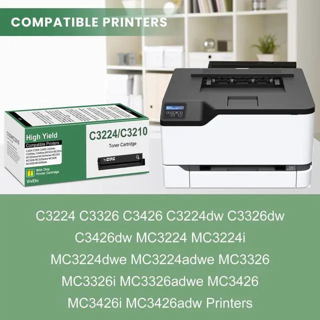Alt view image 2 of 6 - MC3426 C3210 C3224 Cyan Toner Cartridge with New Chip C3210C0 C3326 Toner | Replacement for Lexmark C3426 C3224 Toner for C3224 C3326 C3426 MC3224 MC3326 MC3426 C3224dw Printer, 1-Pack C3426dw Toner