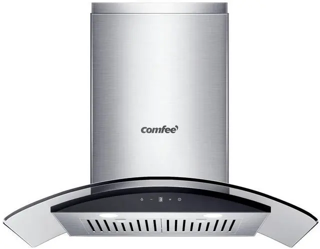 Main image of 30 Inch Wall Mount Range Hood, 450 CFM Ductless/Ducted Convertible | 3-Speed Gesture Sensing &Touch Control Stainless Steel Kitchen Island Range Hood with Baffle Filters, 2 LED Lights