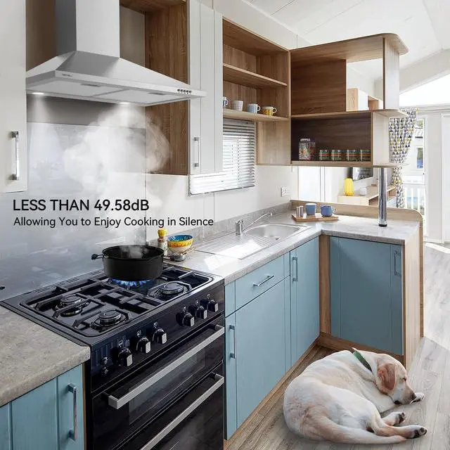 Alt view image 4 of 7 - 30 Inch Wall Mount Range Hood, Stainless Steel Kitchen Vent Hoods | Ducted/Ductless Convertible, Charcoal Filter Included, Efficient Kitchen Smoke Ventilation