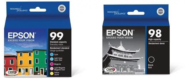 Main image of T099 Claria Hi-Definition Ink Standard Capacity 5 Color Cartridge Combo & T098 Claria Hi-Definition Ink Standard Capacity Black Cartridge (T098120) for Select Artisan Printers