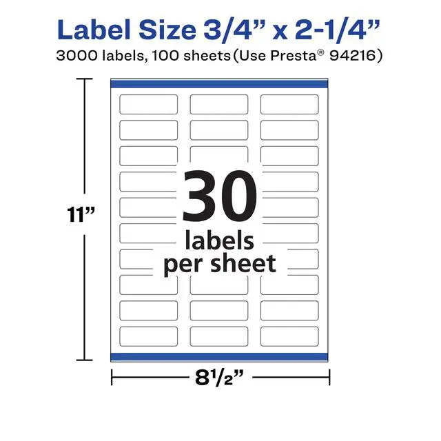 Alt view image 5 of 6 - ® Matte White Rectangle Labels, Sure Feed® Technology, 0.75" x 2.25", 3,000 White Labels, Print-to-The-Edge, Permanent Adhesive, Laser/Inkjet Printable