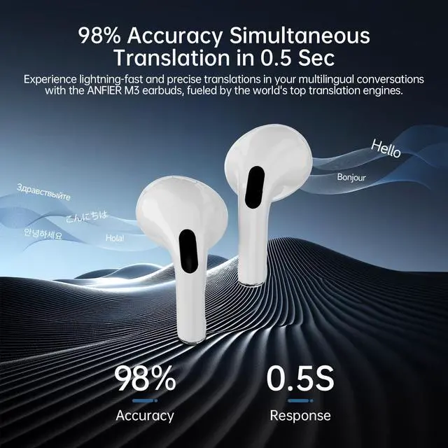 Alt view image 2 of 6 - AI Language Translator Earbuds,Translation Earbuds Real time144 Languages Bluetooth Translator Device and Accents 8 Offline Language Translation, Translation Device for Travel Business Learning