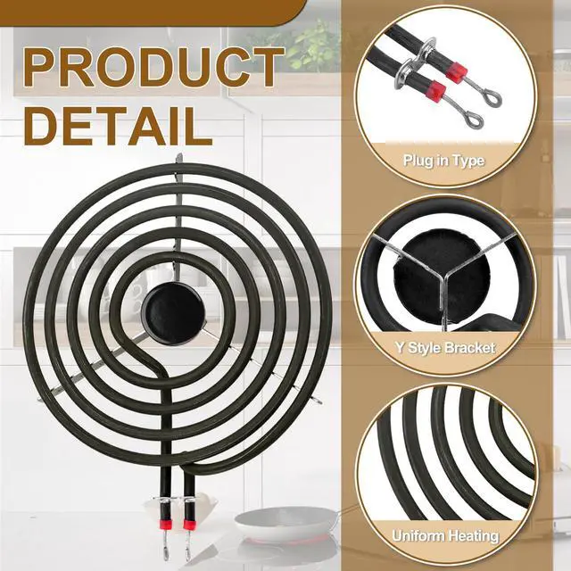 Alt view image 3 of 7 - W10196405 W10196406 Electric Stove Burner Drip Pans & MP21YA MP15YA Electric Range Burner Element Unit Set Fit for Whirlpool Kenmore Amana Range Oven/Stove by