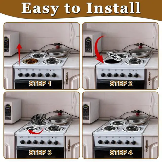 Alt view image 7 of 7 - W10196405 W10196406 Electric Stove Burner Drip Pans & MP21YA MP15YA Electric Range Burner Element Unit Set Fit for Whirlpool Kenmore Amana Range Oven/Stove by